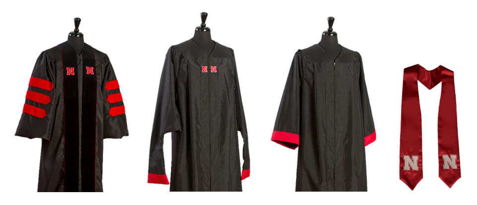 examples of four different commencement regalia
