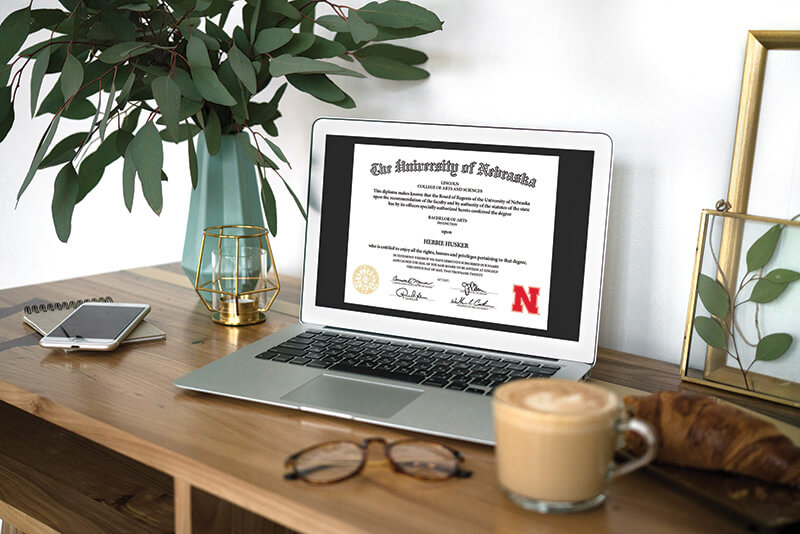 digital diploma being displayed on a laptop